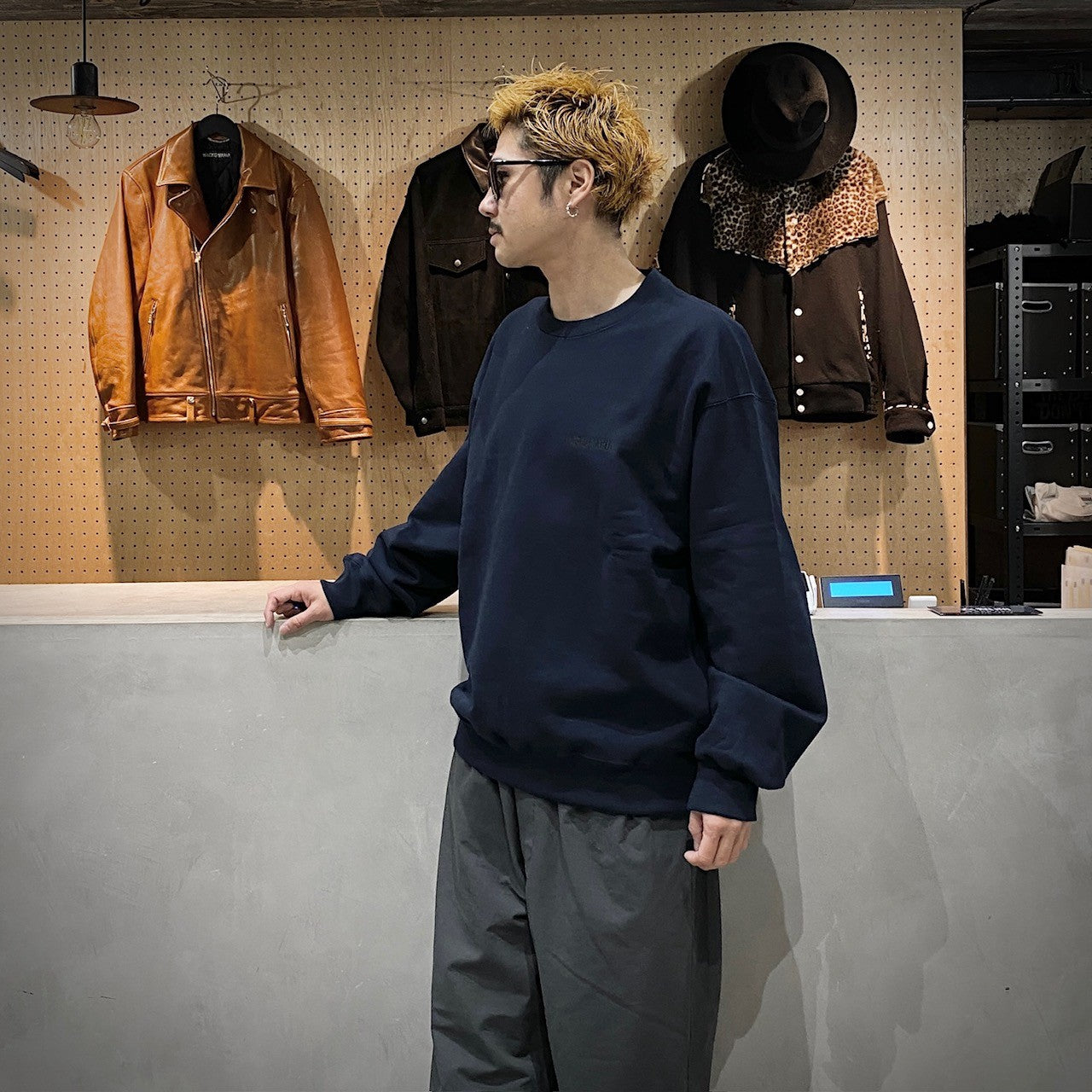 HEAVY WEIGHT CREW NECK SWEAT SHIRT #NAVY [25SSE-WMC-SS03]