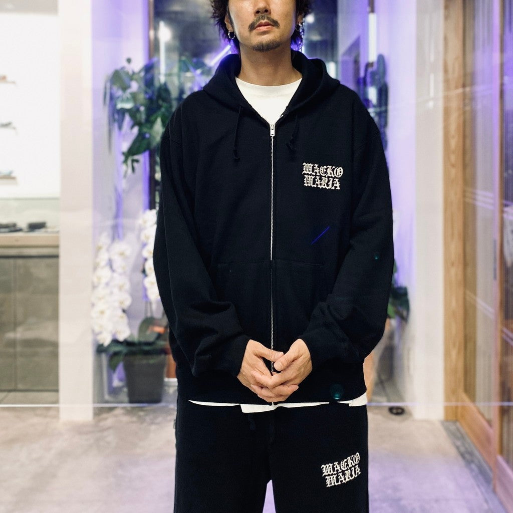 HEAVY WEIGHT FULL ZIP HOODED SWEAT SHIRT ( TYPE-2 ) #BLACK [25FW-WMC-SS02]