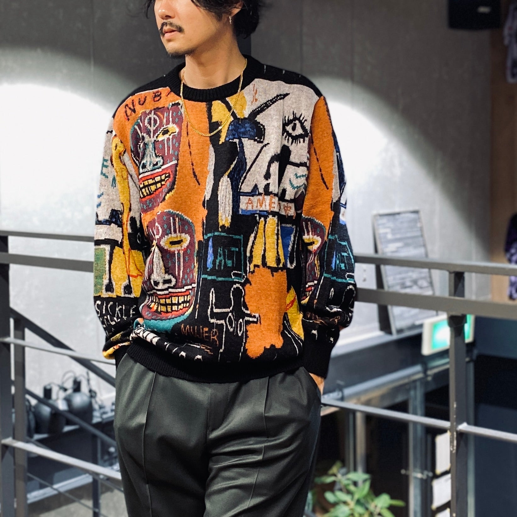 JEAN-MICHEL BASQUIAT | CREW NECK SWEATER -TYPE 2- #ONE [BASQUIAT-WM-KN02]