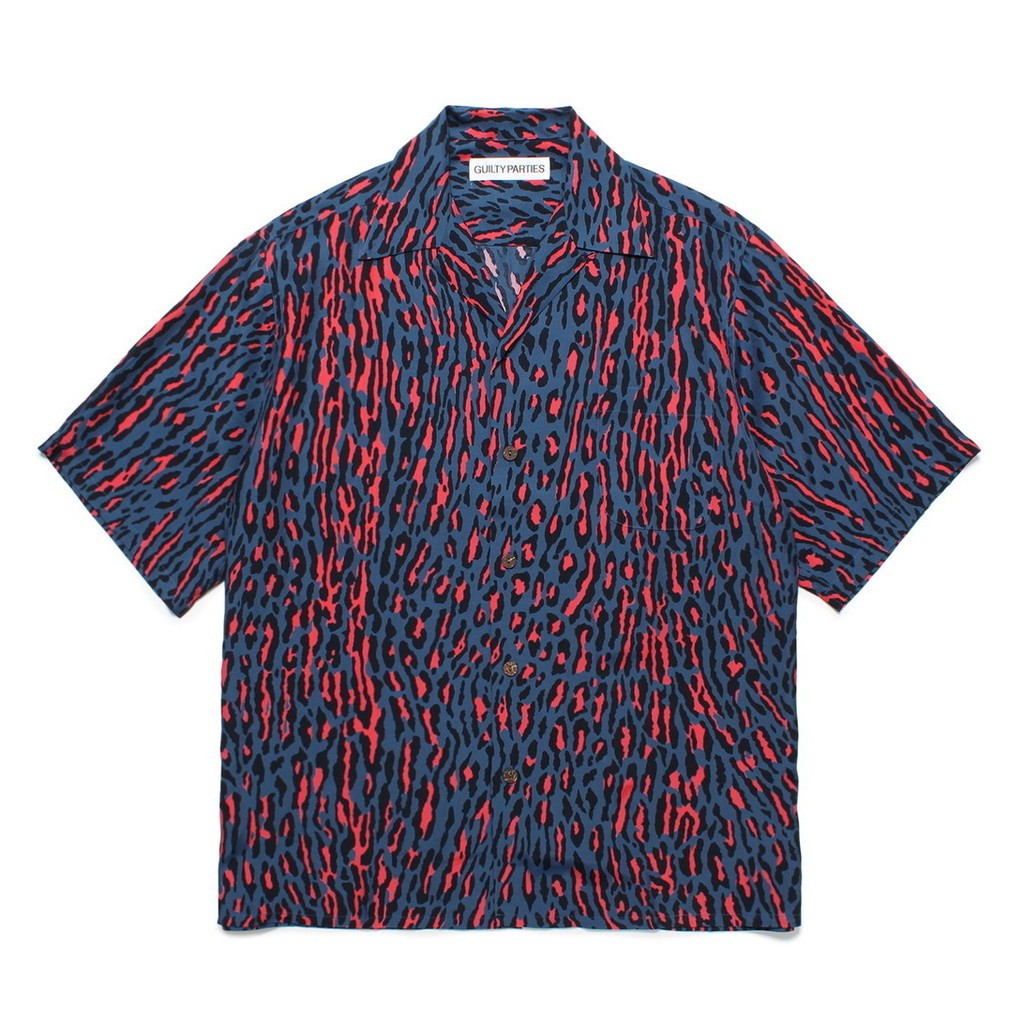 豹紋夏威夷襯衫 短袖 #藍色 [24FWE-WMS-HI01]