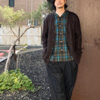 PENDLETON | WOOL OMBRE CHECK OPEN COLLAR SHIRT L/S ( TYPE-1 ) #BROWN / BLUE [26FW-WMS-PE01]