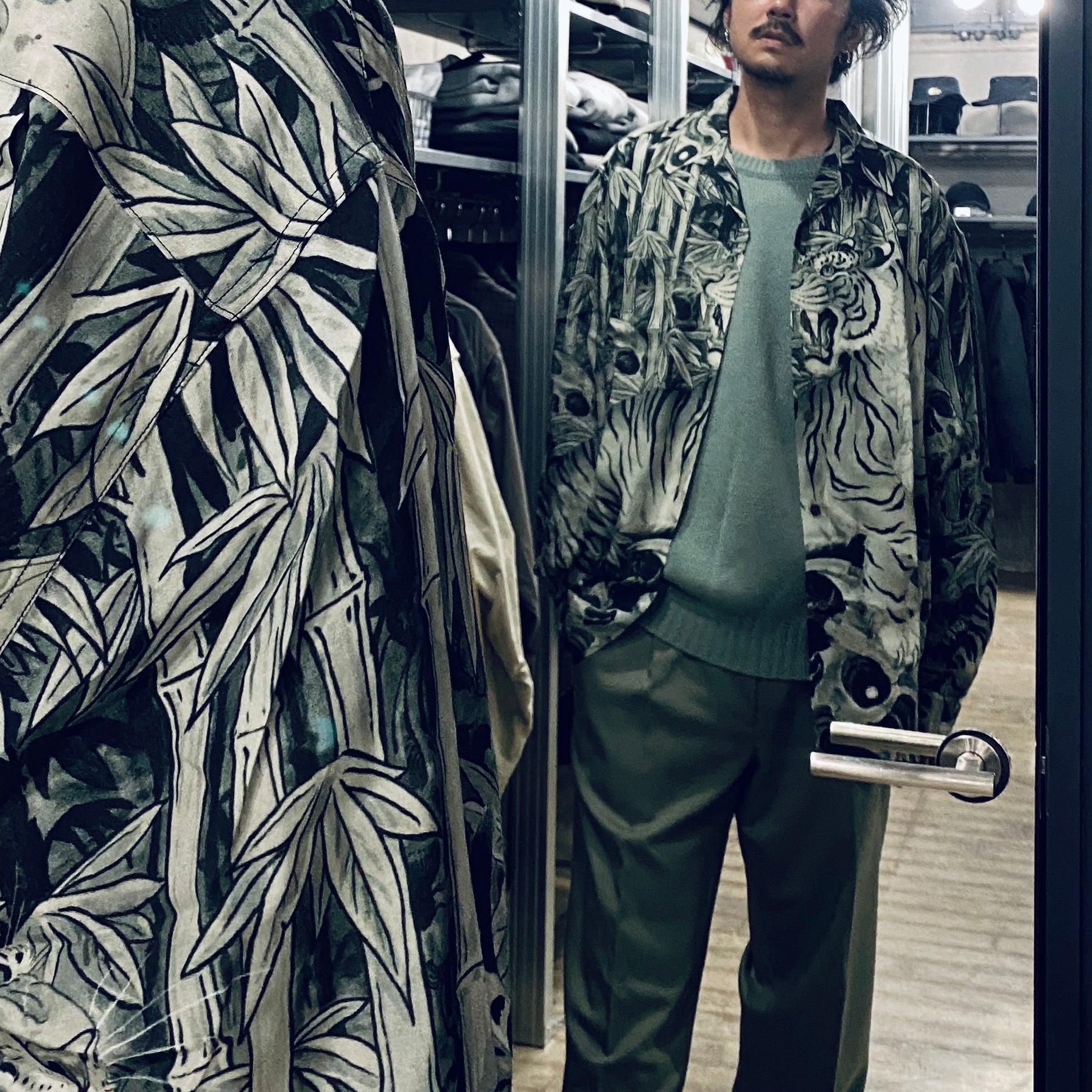 TIM LEHI | HAWAIIAN SHIRT L/S -TYPE 1- #OLIVE [23FW-WMS-HI01]