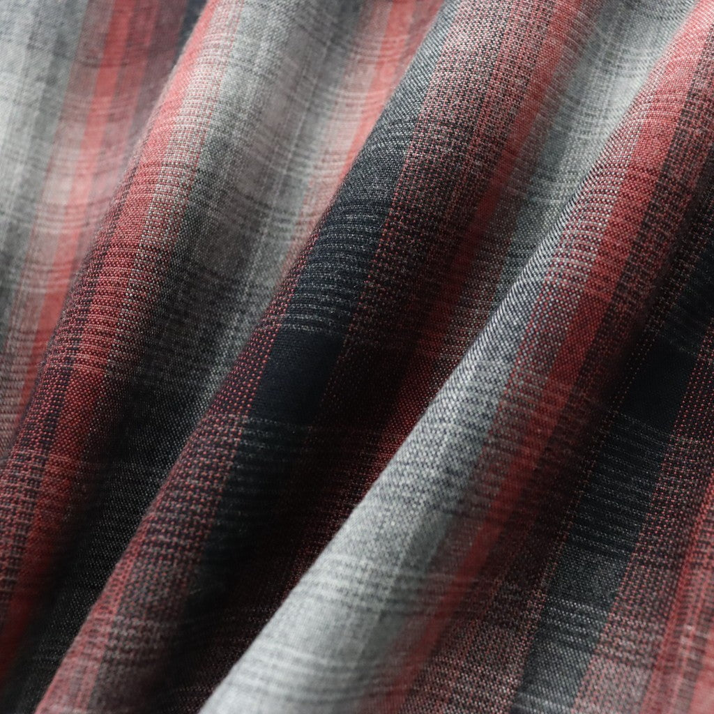 OMBRE CHECK OPEN COLLAR SHIRT L/S ( TYPE-1 ) #RED [26FWE-WMS-OC01]