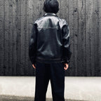 SINGLE RIDERS LEATHER JACKET ( TYPE-2 ) #BLACK [26FWE-WMO-BL04]
