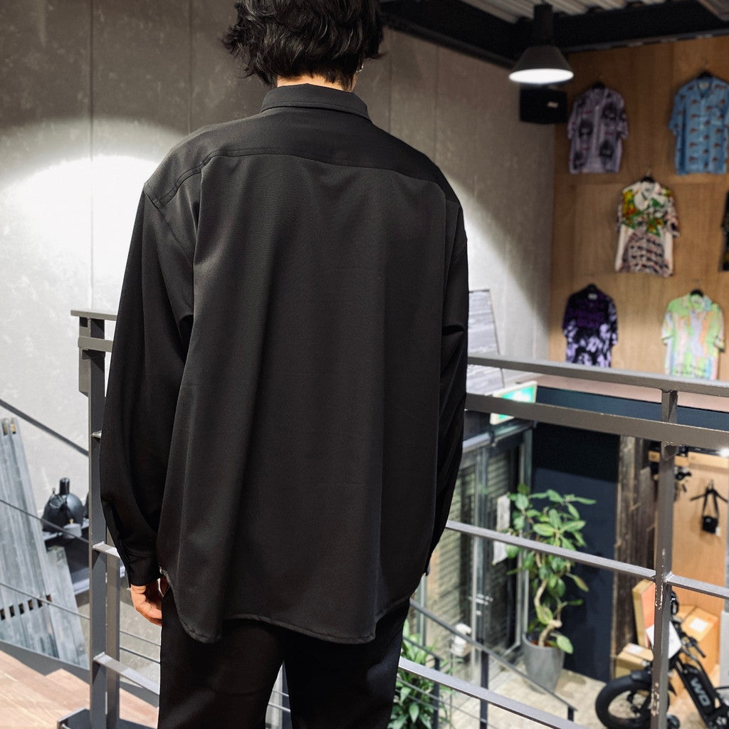 半拉鍊拼接格紋襯衫#黑色 [SC2320-SH04]