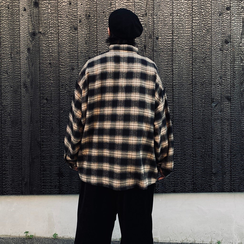 PLAID FLANNEL L/S SHIRT #Black x Beige [FW26-S02]