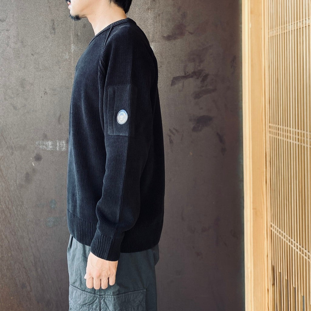 CHENILLE COTTON CREWNECK LENS SWEATER #BLACK 999 [21CMKN196A-005558G-26FWP]