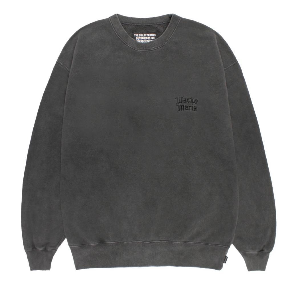 WASHED MIDDLE WEIGHT CREW NECK SWEAT SHIRT ( TYPE-2 ) #GRAY/BLACK [26FWE-WMC-SS04]