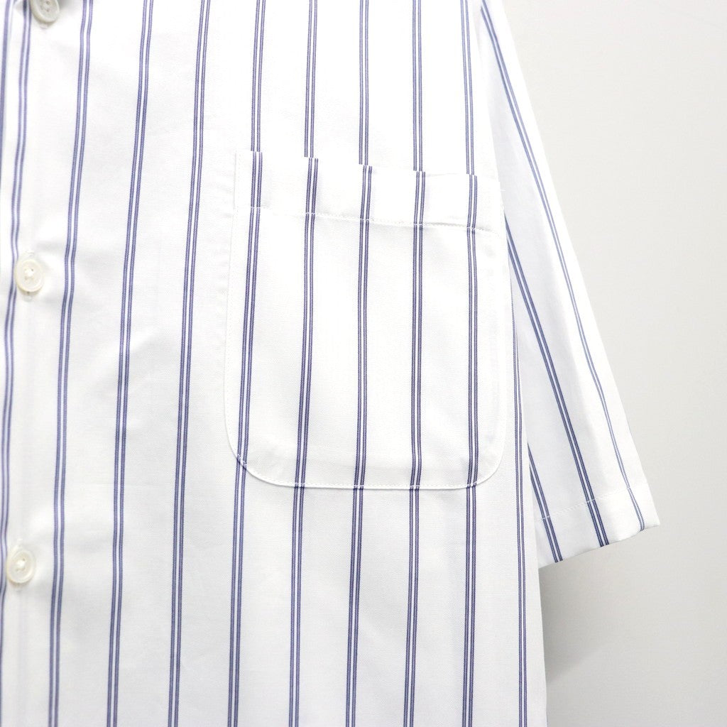 STRIPED OPEN COLLAR SHIRT S/S ( TYPE-2 ) #BLUE [26SS-WMS-OC16]