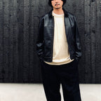 SINGLE RIDERS LEATHER JACKET ( TYPE-2 ) #BLACK [26FWE-WMO-BL04]