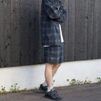 TASLAN NYLON CHECK EASY SHORTS #BLACK [CCC-261P004]