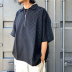 CHECKER PLATE HALF ZIP SHIRT #BLACK [SS24-S03]