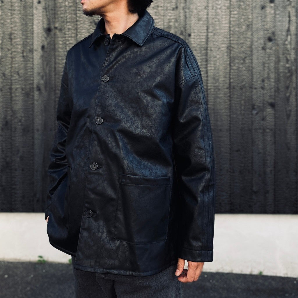 PLEATHER COAT #BLACK [LC8119]
