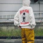 DEATH ROW RECORDS | WASHED MIDDLE WEIGHT PULLOVER HOODED SWEAT SHIRT #IVORY [DEATHROW-WM-SS02]