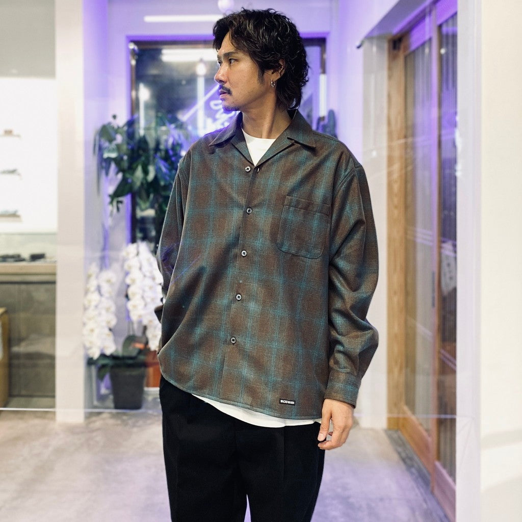 PENDLETON | WOOL OMBRE CHECK OPEN COLLAR SHIRT L/S ( TYPE-3