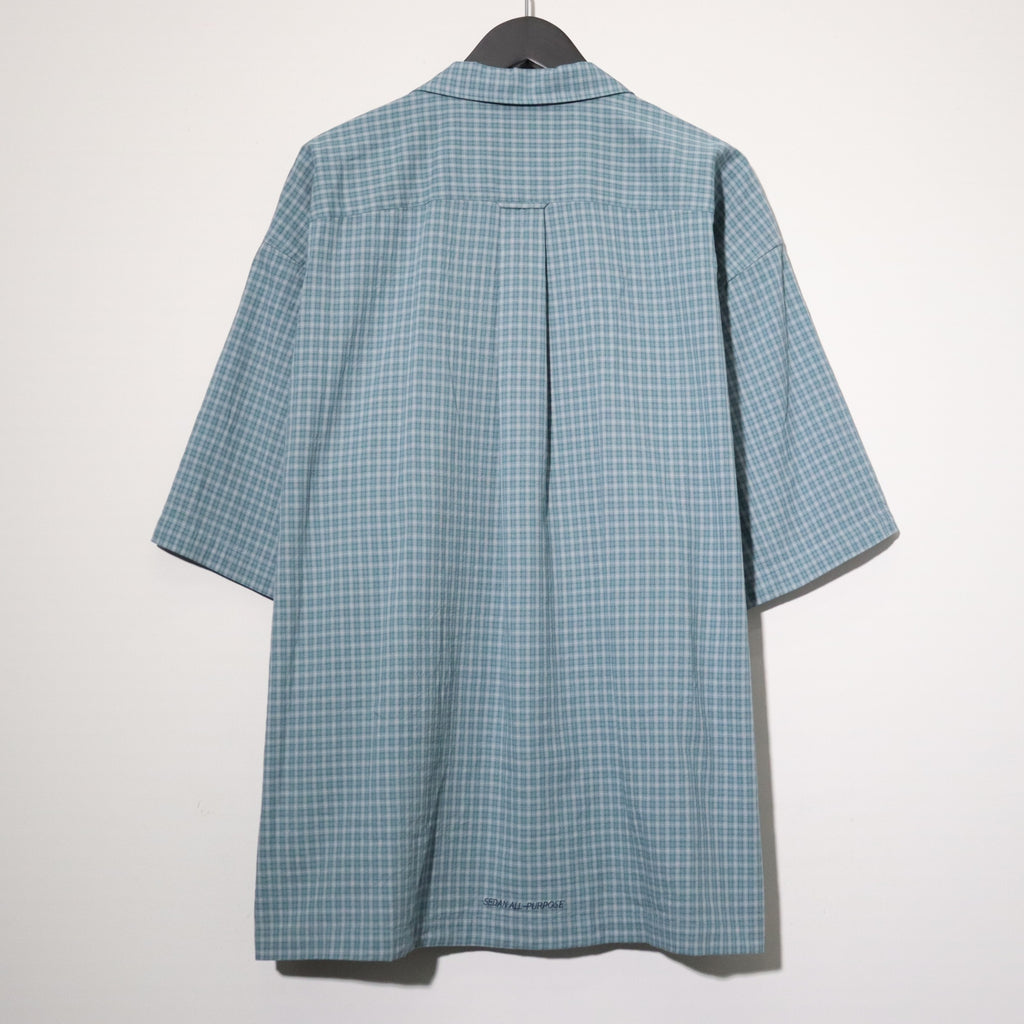 Dobby Plaid Open Collar S/S Shirt #Slate x Grey [SD26S-SH05]