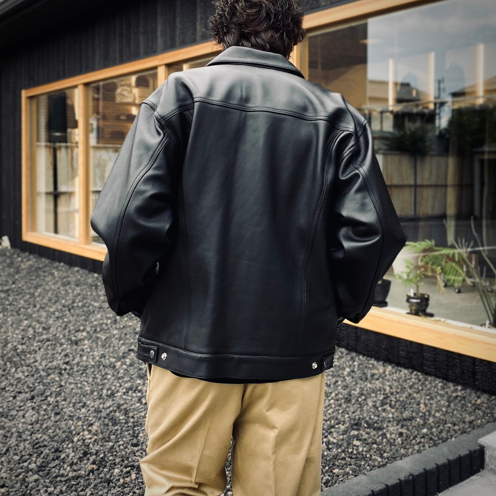 LEATHER TRUCKER JACKET ( TYPE-2 ) #BLACK [25FWE-WMO-BL02]
