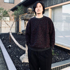 LEOPARD MOHAIR JACQUARD CREW NECK SWEATER #CHARCOAL [26FW-WMK-KN16]