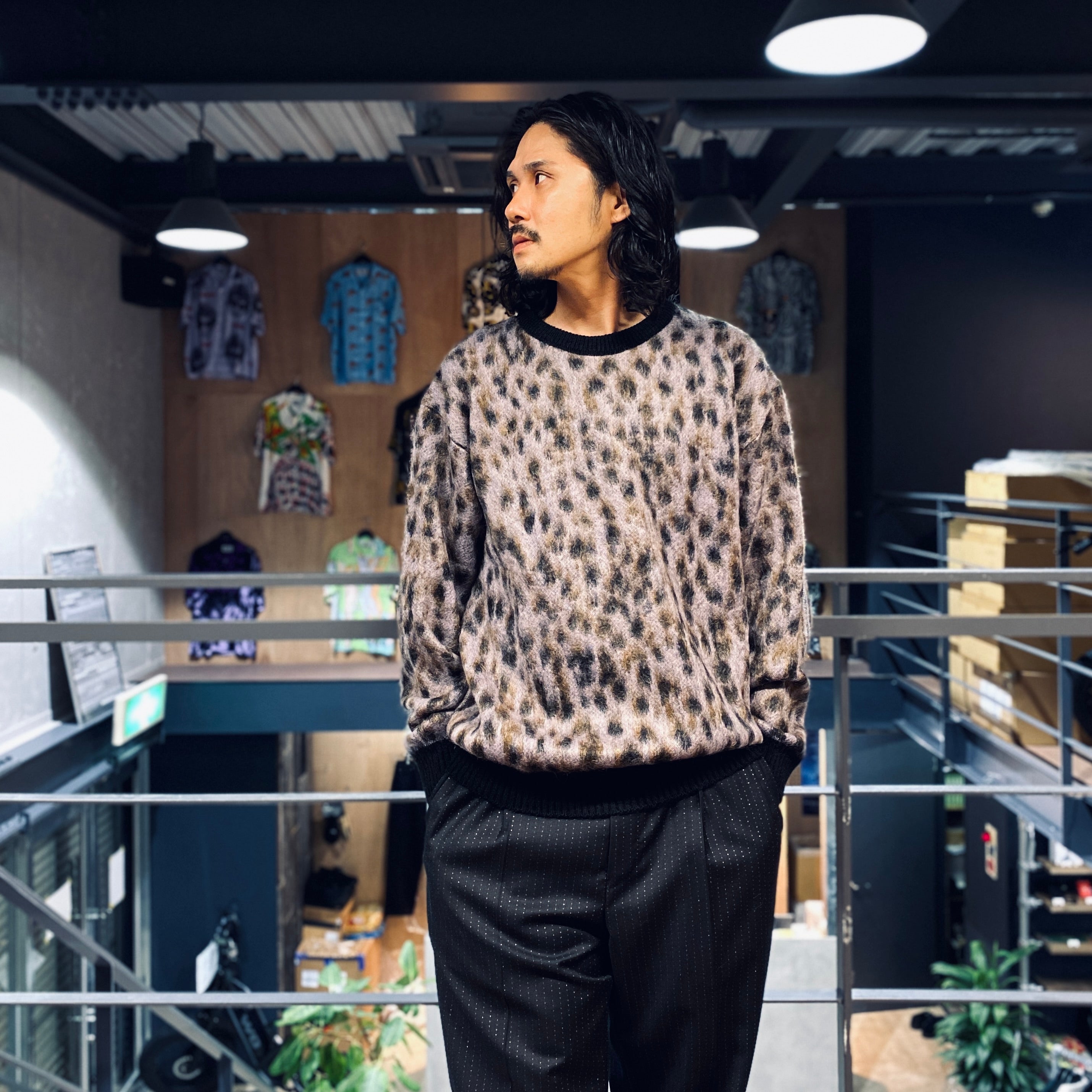 LEOPARD MOHAIR CREW NECK SWEATER -TYPE 1- #PURPLE [23FW-WMK-KN12]