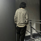 豹紋馬海毛圓領毛衣 #灰色 [24FW-WMK-KN11]