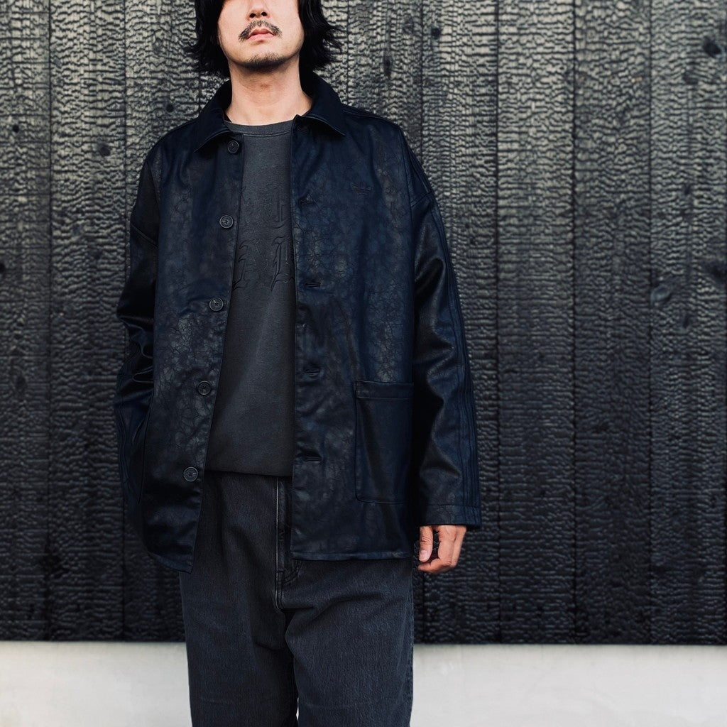 PLEATHER COAT #BLACK [LC8119]