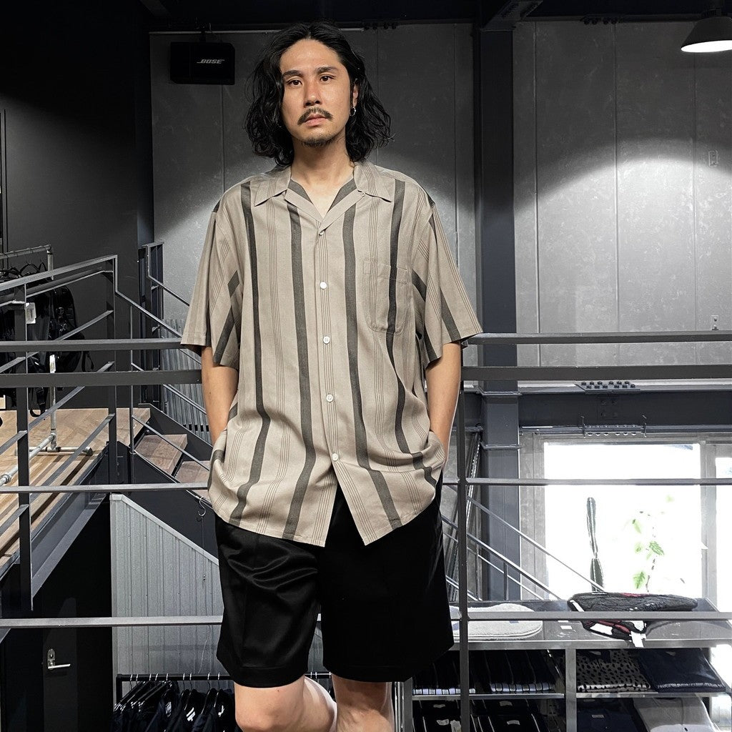 STRIPED OPEN COLLAR SHIRT S/S -TYPE 1- #GRAY [24SS-WMS-OC08]