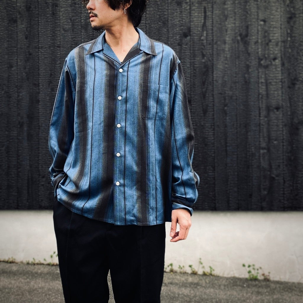 OMBRE STRIPED OPEN COLLAR SHIRT L/S #BLUE [26SS-WMS-OC13]
