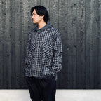 TECH SPORTS OPEN COLLAR SHIRT L/S GREN PLAID #CHARCOAL [BE-82026]