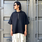 CHECKER PLATE HALF ZIP SHIRT #BLACK [SS24-S03]