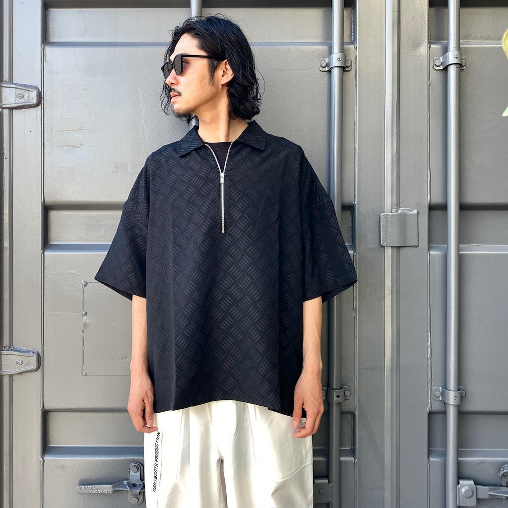 CHECKER PLATE HALF ZIP SHIRT #BLACK [SS24-S03]