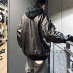 LEATHER VARSITY JACKET -A- -TYPE 2- #BLACK [23FW-WMO-BL03]