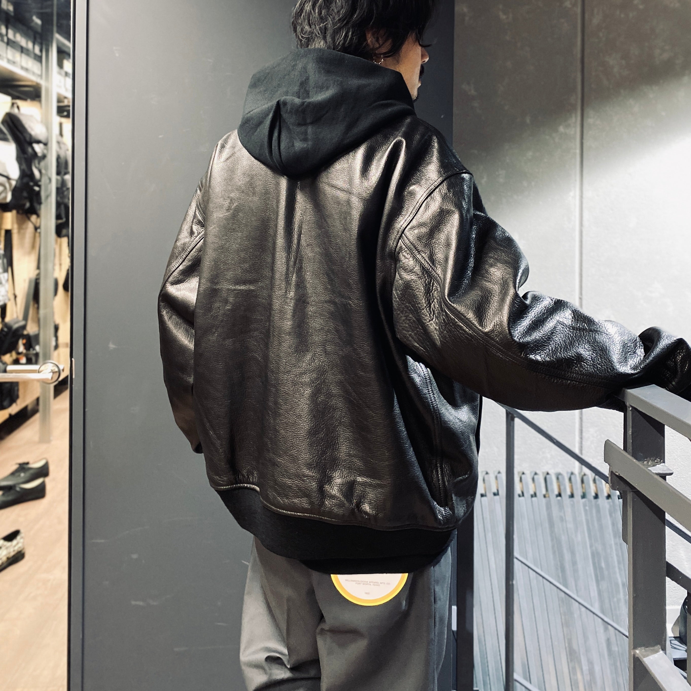 LEATHER VARSITY JACKET -A- -TYPE 2- #BLACK [23FW-WMO-BL03]