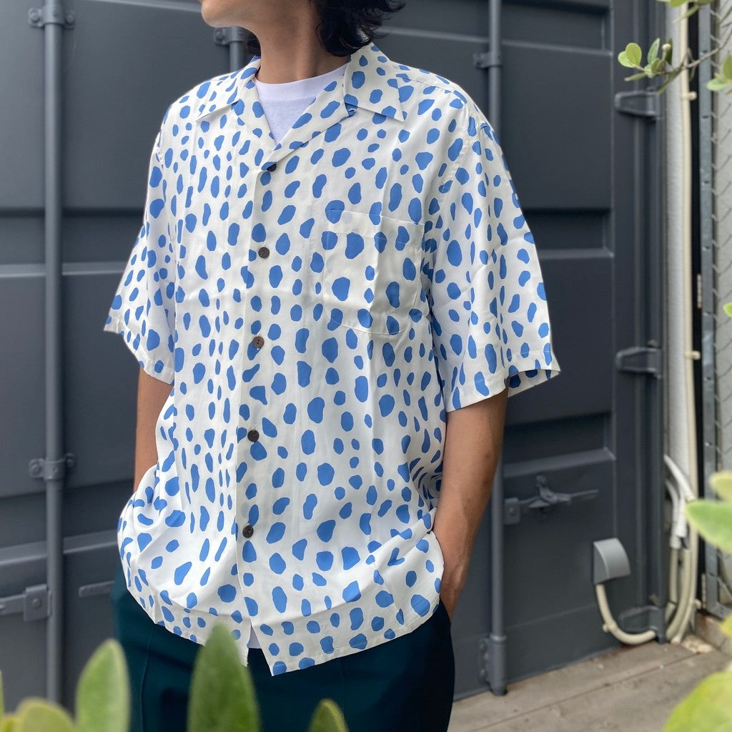 HAWAIIAN SHIRT S/S -TYPE 2- #WHITE-BLUE [24SS-WMS-HI02]
