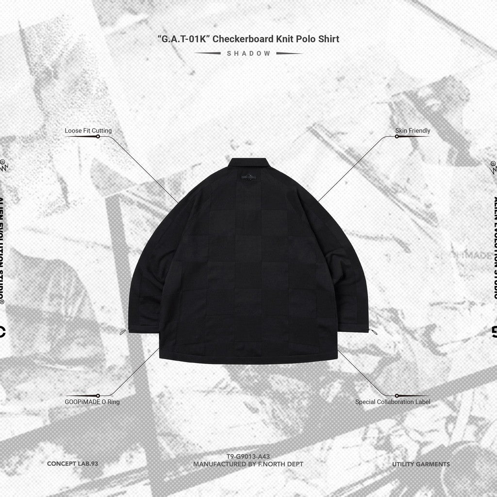 AES | 「G.A.T-01K」 Checkerboard Knit Polo Shirt #SHADOW [GOOPI-24AW-SEP-03]