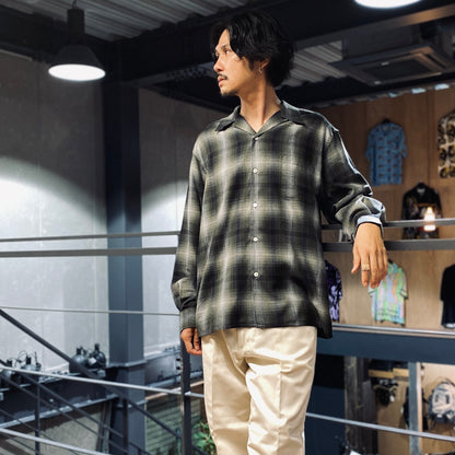 OMBRE CHECK OPEN COLLAR SHIRT L/S -TYPE 3- #YELLOW [23FW-WMS-OC03]
