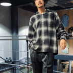 漸層色格紋開領襯衫 L/S -TYPE 3- #GRAY [23FW-WMS-OC03]