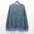 LEOPARD MOHAIR JACQUARD CREW NECK SWEATER #BLUE [26FW-WMK-KN16]