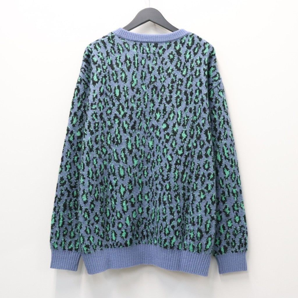 LEOPARD MOHAIR JACQUARD CREW NECK SWEATER #BLUE [26FW-WMK-KN16]