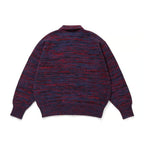 MIX KNIT CATDIGAN WITH BADGE #BLUE×BLACK×RED [CCC-263KN002]