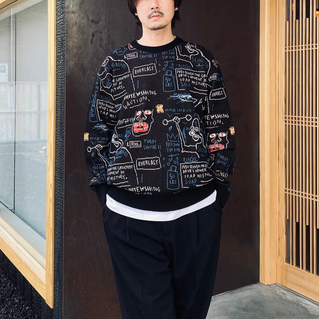 JEAN-MICHEL BASQUIAT | CREW NECK SWEATER ( TYPE-1 ) #ONE [BASQUIAT-WM-KN11]