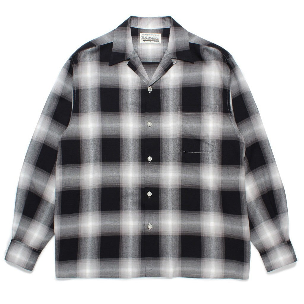 OMBRE CHECK OPEN COLLAR SHIRT L/S ( TYPE-1 ) #GRAY [24FW-WMS-OC01]