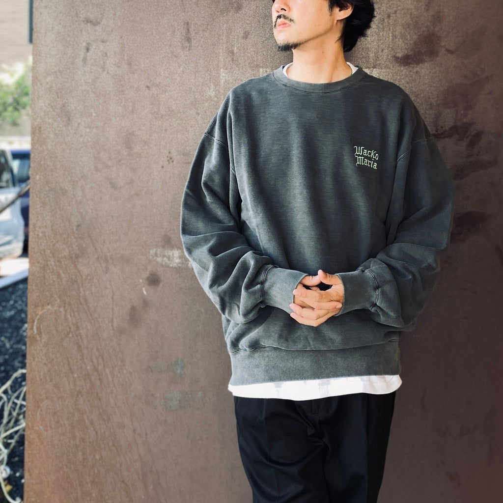 WASHED MIDDLE WEIGHT CREW NECK SWEAT SHIRT ( TYPE-3 ) #GRAY/GREEN [26FWE-WMC-SS05]
