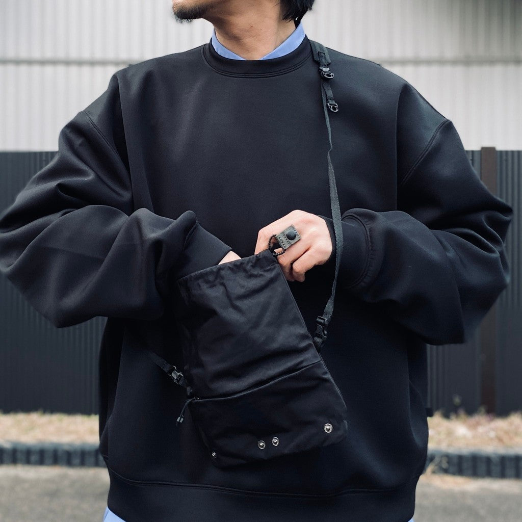 TEXTURED TWILL DRAWSTRING SACOCHE #BLACK [FTT36261B0005]