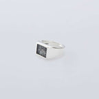 Signet Ring with Steel Gray Flower #SILVER [XOR117]