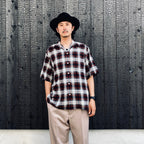 OMBRE CHECK OPEN COLLAR SHIRT S/S ( TYPE-2 ) #BROWN [26SS-WMS-OC10]