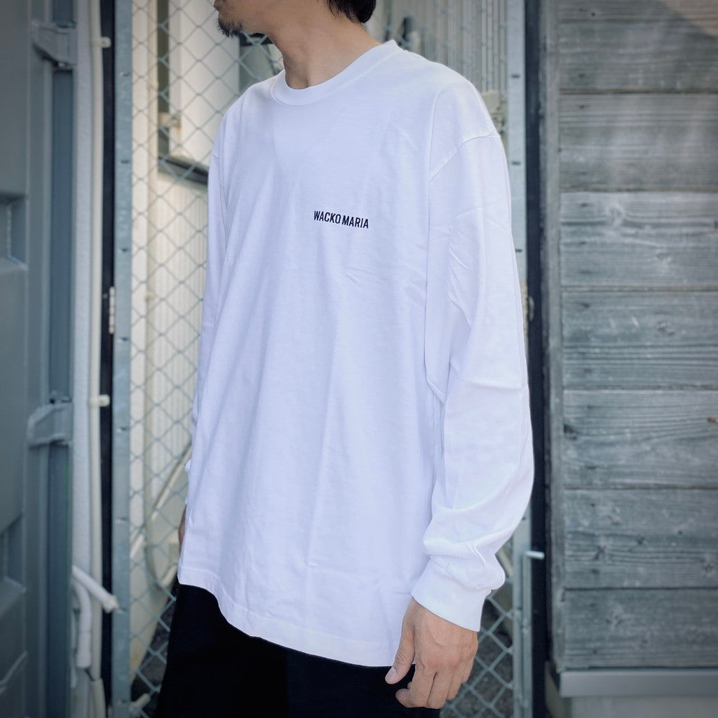 WASHED HEAVY WEIGHT CREW NECK LONG SLEEVE T-SHIRT #WHITE