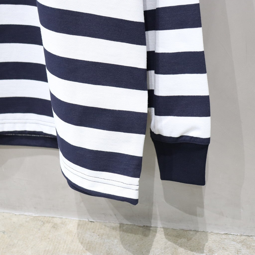 TECH DRAWSTRING BORDER L/S TEE #WHITE/NAVY [BE-33024]