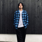 OMBRE CHECK OPEN COLLAR SHIRT L/S ( TYPE-5 ) #BLUE [26FW-WMS-OC08]