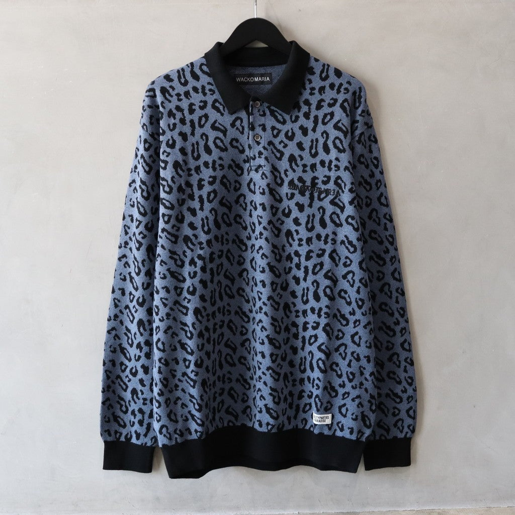 LEOPARD KNIT POLO SHIRT #BLUE [24FW-WMK-KN13]