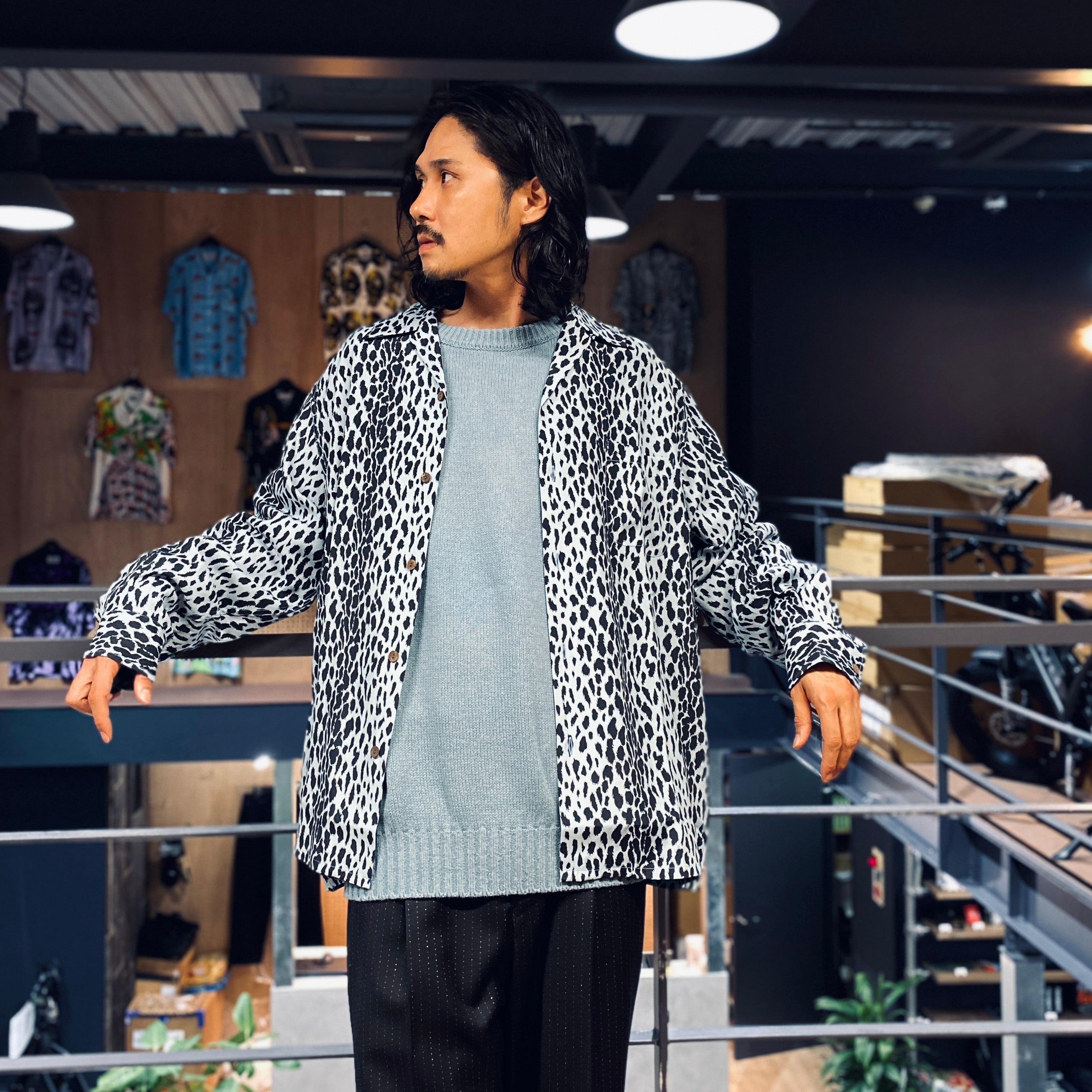 HAWAIIAN SHIRT L/S -TYPE 4- #BLUE [23FW-WMS-HI07]